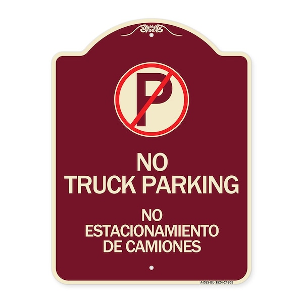 Bilingual No Parking No Truck Parking No Estacionamiento De Camiones Alum, 24" x 18", BU-1824-24305